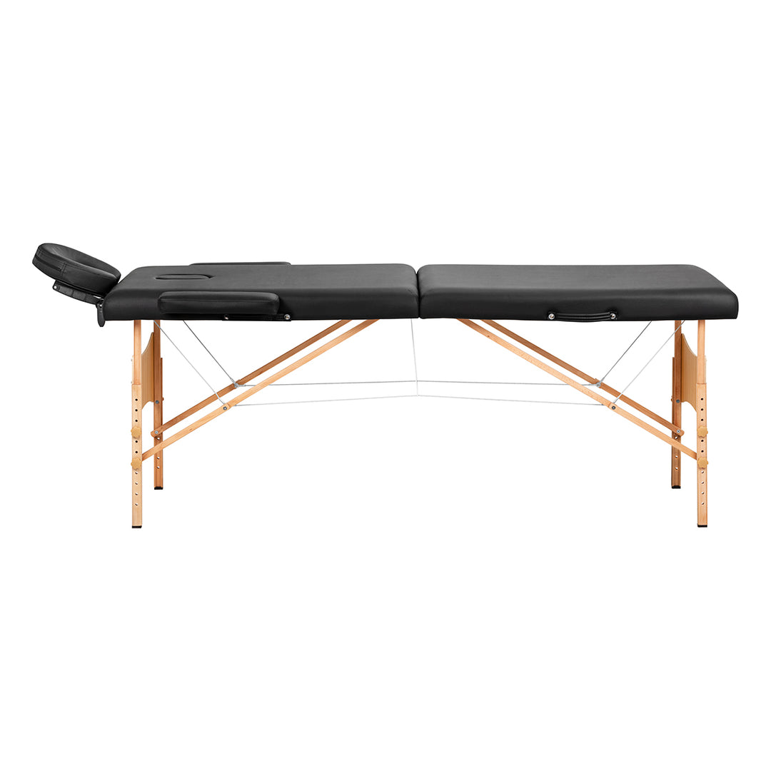 Massagebänk Hopfällbar Trä Balance Lux 2 Zoner Svart