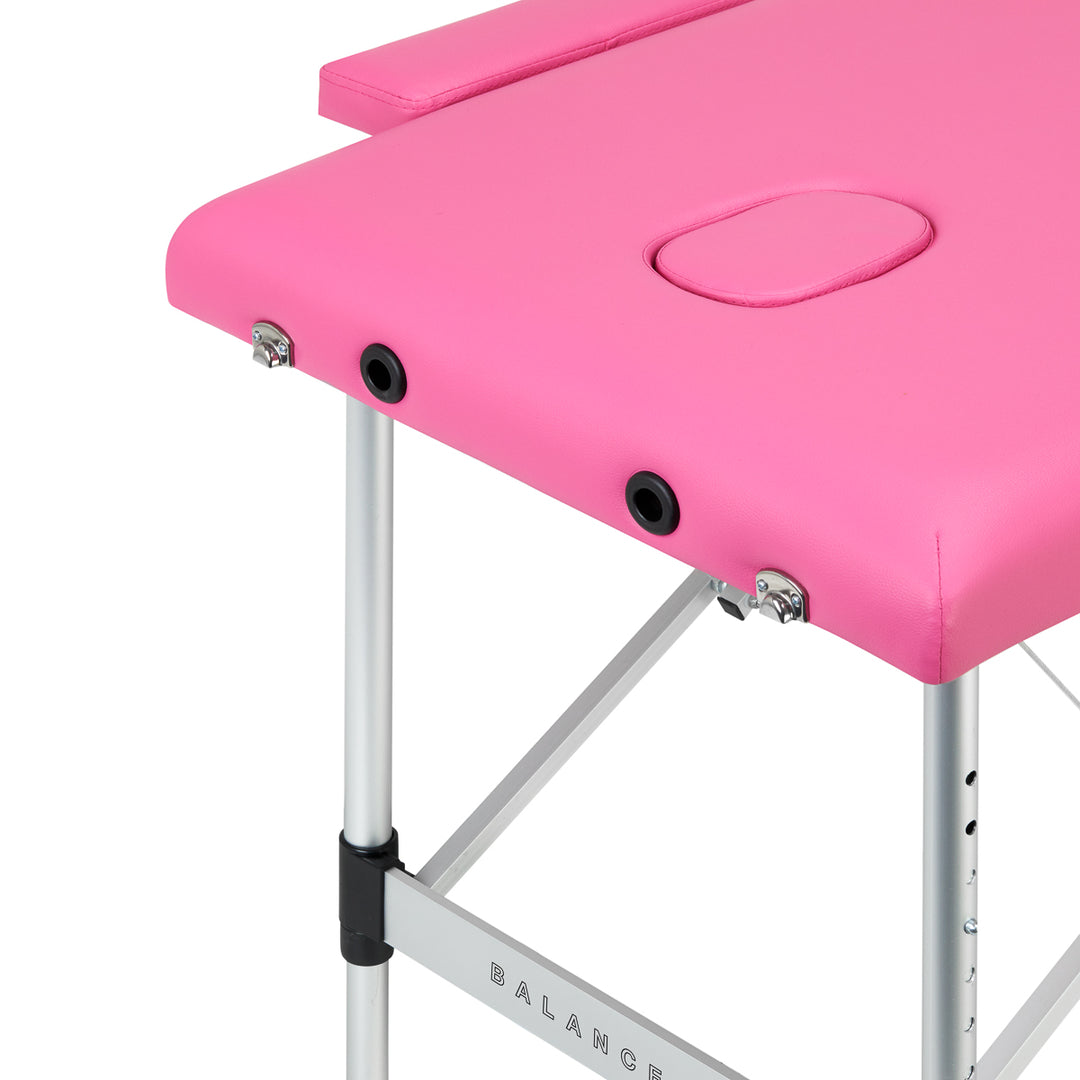 Massagebänk Hopfällbar Aluminium Balance 2 Zoner Rosa