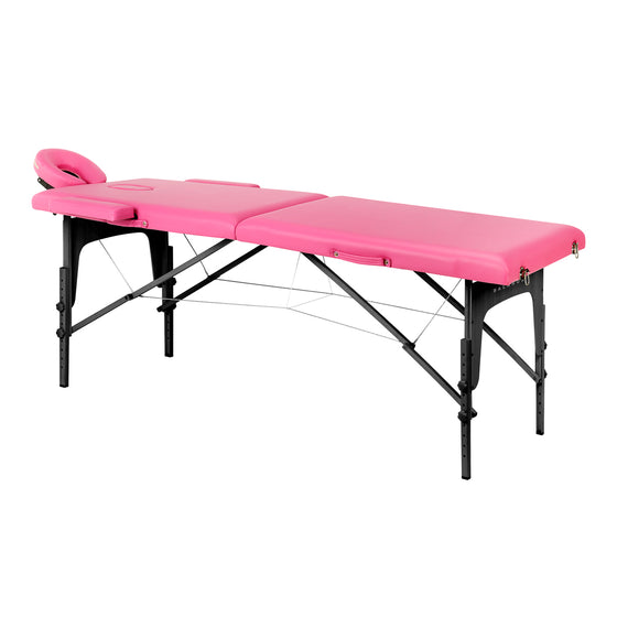 Massagebänk Hopfällbar Bokträ Balance 2 Zoner Rosa