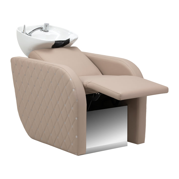 Schamponeringsstol med massage Gabbiano Ines elektriskt benstöd Beige - bild 3