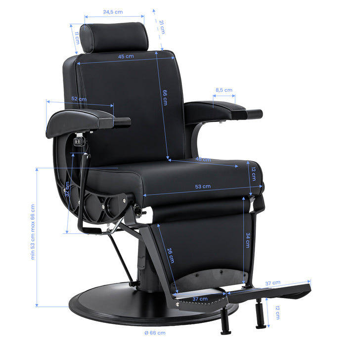 Barberstol Gabbiano Continental med Massage Svart - bild 19