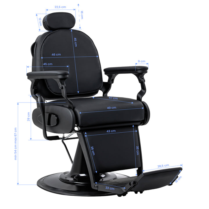 Barberstol Gabbiano Francesco med Massage Svart-Svart - bild 19