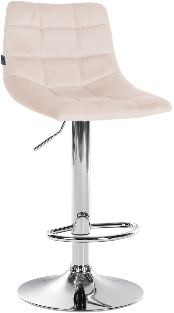 Barstol med ryggstöd Sammet Justerbar Vridbar 107 Beige