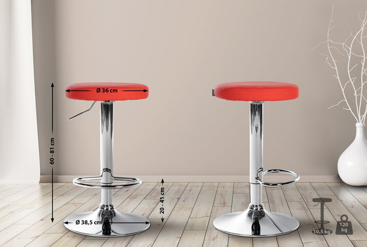 Barstol Konstläder Justerbar Vridbar 109 Röd - bild 2