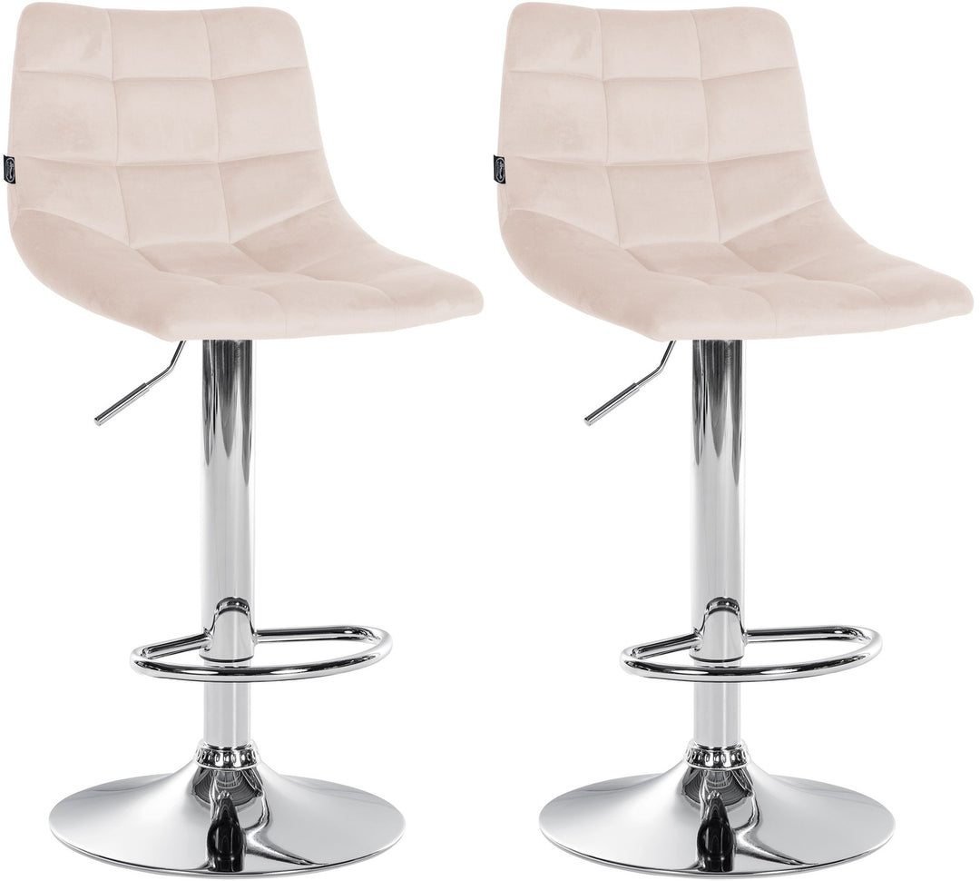 Set med 2 Barstolar med ryggstöd Sammet Justerbar Vridbar 107 Beige
