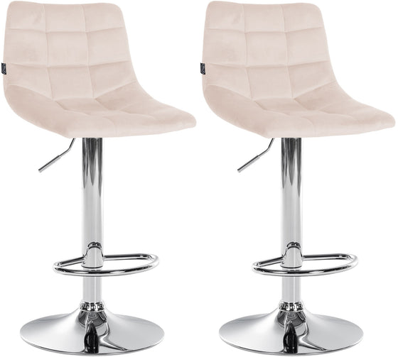 Set med 2 Barstolar med ryggstöd Sammet Justerbar Vridbar 107 Beige