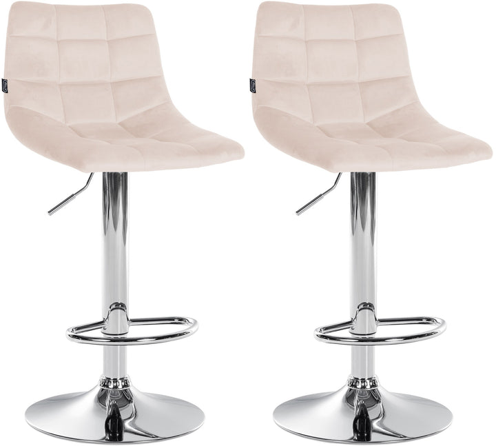 Set med 2 Barstolar med ryggstöd Sammet Justerbar Vridbar 107 Beige