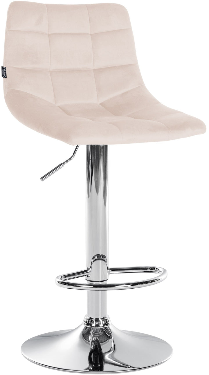 Set med 2 Barstolar med ryggstöd Sammet Justerbar Vridbar 107 Beige - bild 3