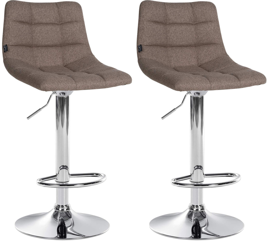 Set med 2 Barstolar med ryggstöd Tyg Justerbar Vridbar 107 Taupe