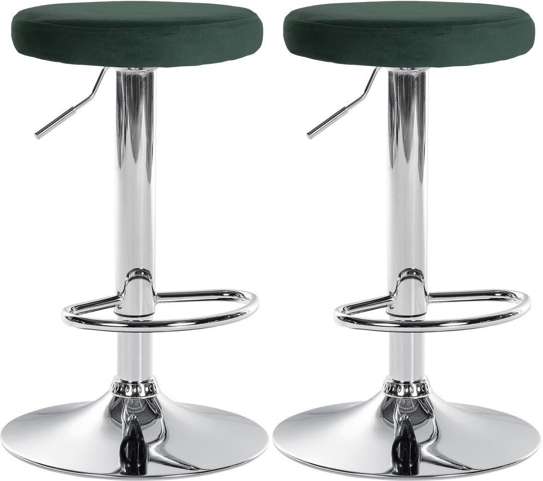 Set med 2 Barstolar Sammet Justerbar Vridbar 109 Grön