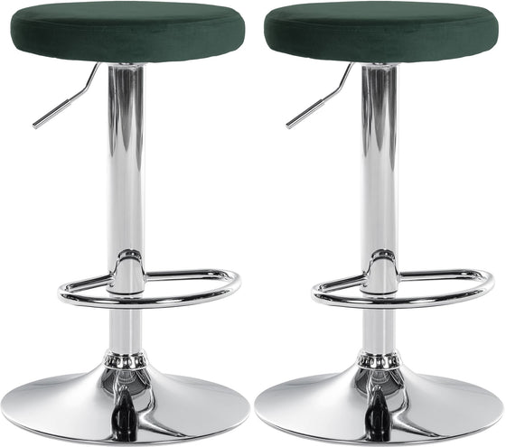Set med 2 Barstolar Sammet Justerbar Vridbar 109 Grön