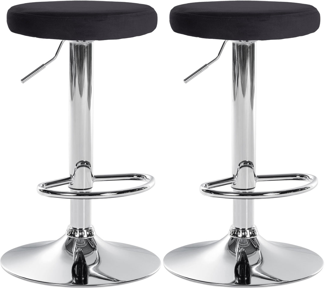 Set med 2 Barstolar Sammet Justerbar Vridbar 109 Svart
