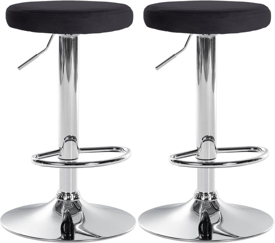 Set med 2 Barstolar Sammet Justerbar Vridbar 109 Svart