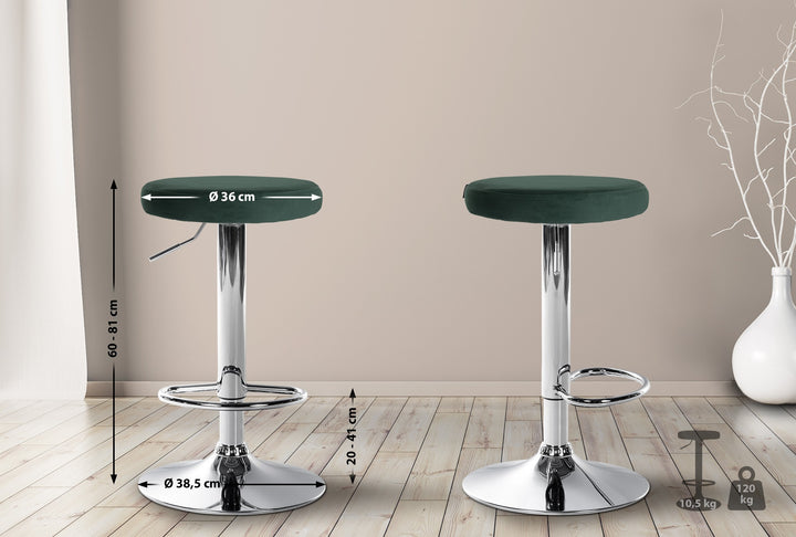 Set med 2 Barstolar Sammet Justerbar Vridbar 109 Grön - bild 2