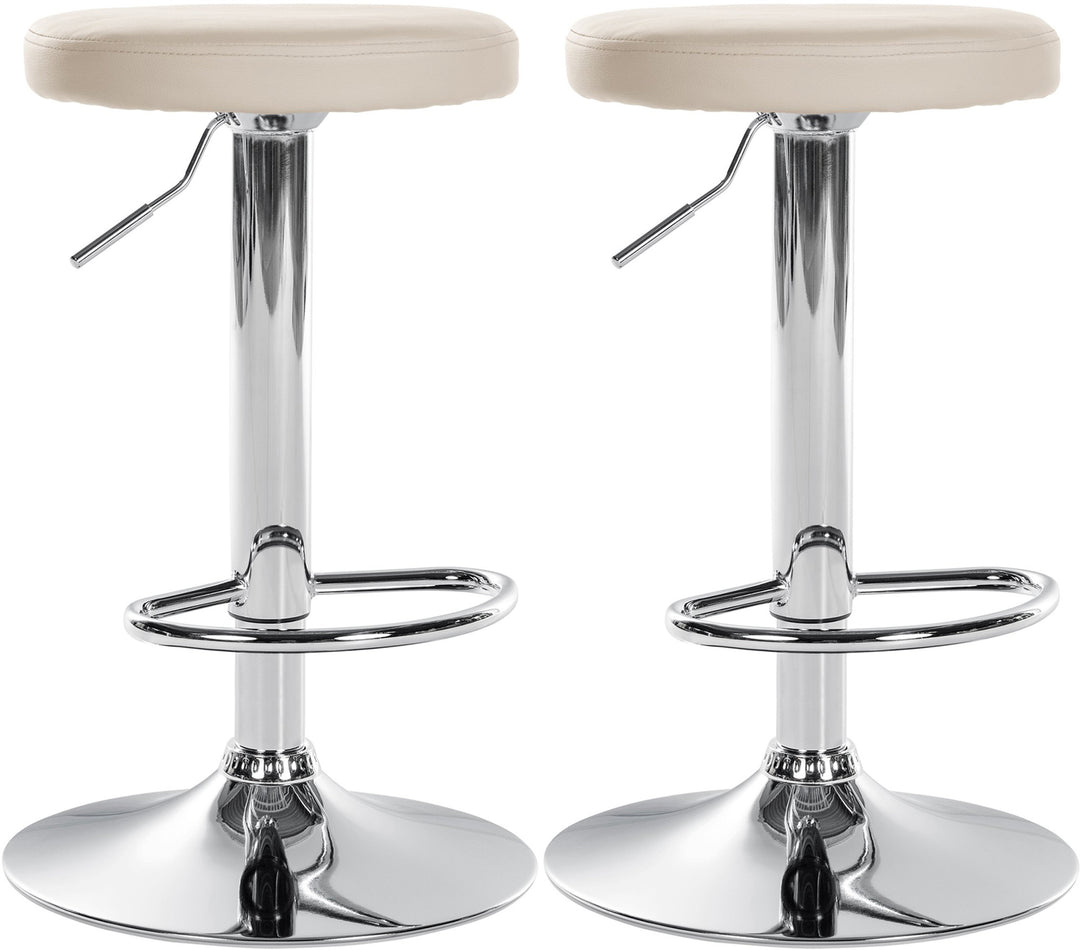 Set med 2 Barstolar Konstläder Justerbar Vridbar 109 Krämfärgad