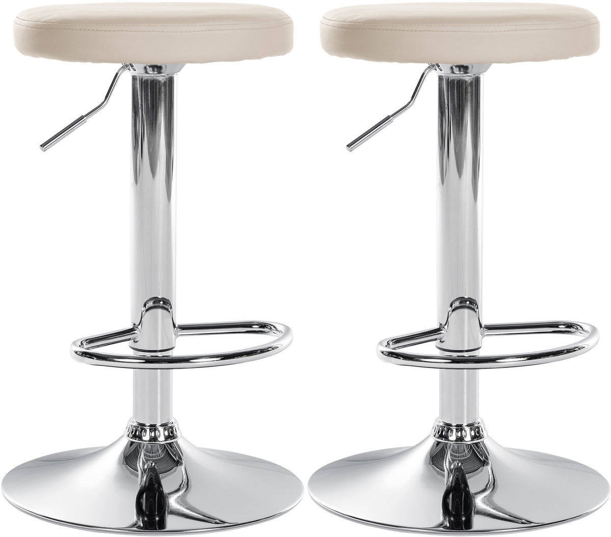 Set med 2 Barstolar Konstläder Justerbar Vridbar 109 Krämfärgad