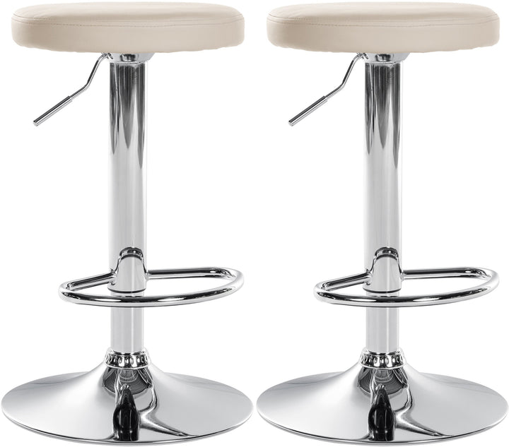 Set med 2 Barstolar Konstläder Justerbar Vridbar 109 Krämfärgad
