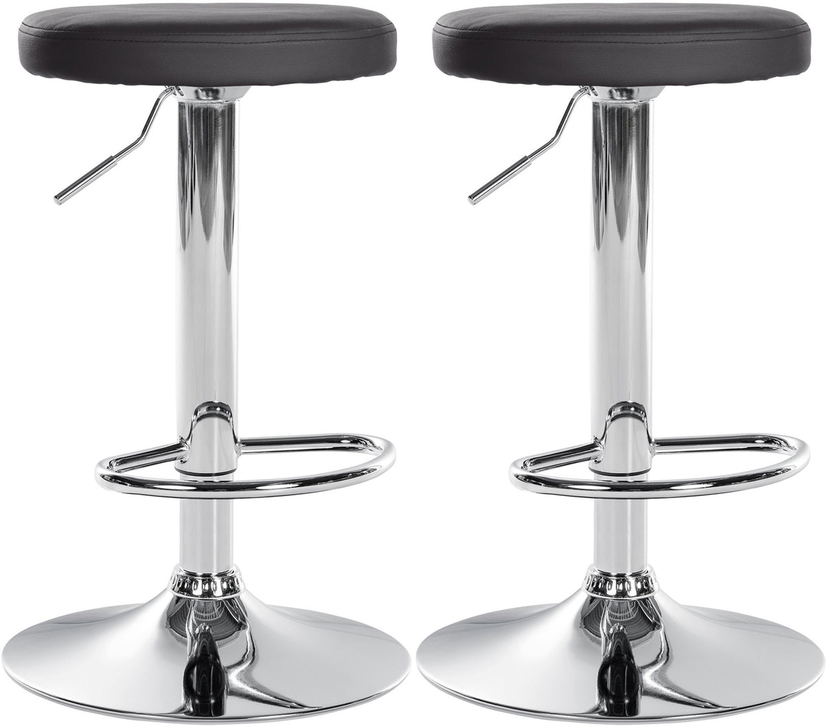 Set med 2 Barstolar Konstläder Justerbar Vridbar 109 Svart