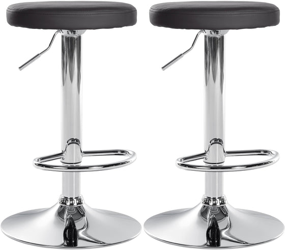 Set med 2 Barstolar Konstläder Justerbar Vridbar 109 Svart