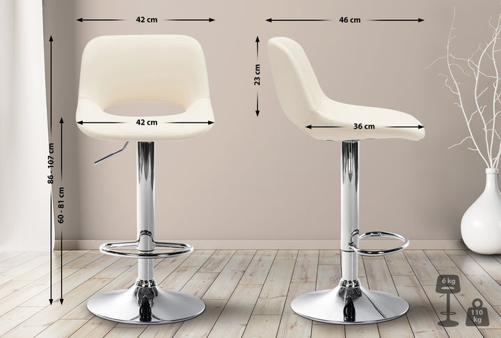Set med 2 Barstolar med ryggstöd Konstläder Justerbar Vridbar 106 Krämfärgad - bild 2