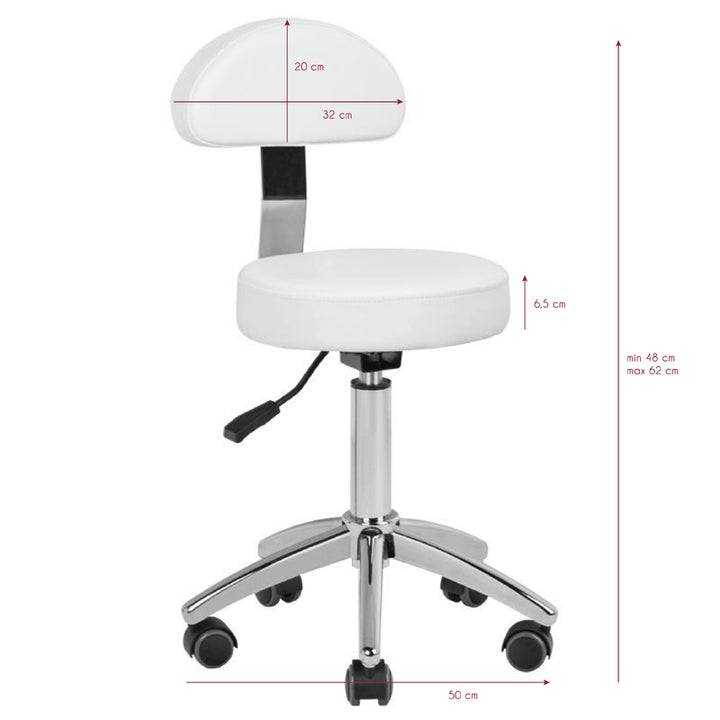 Taburett Sadelstol AM-304 Justerbar - Vit - bild 5
