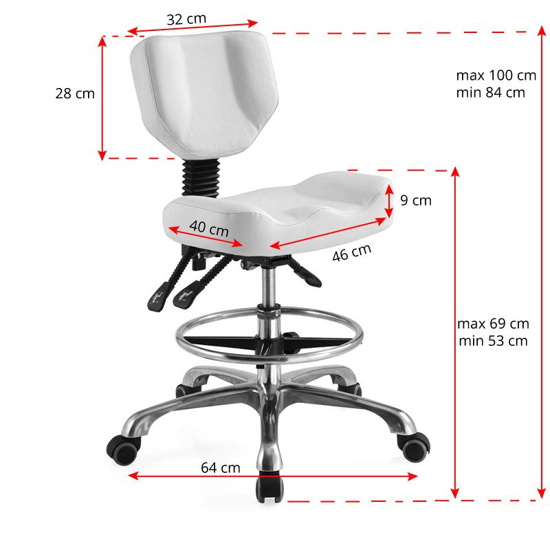 Taburett A-4299 Vit - Justerbar - bild 2