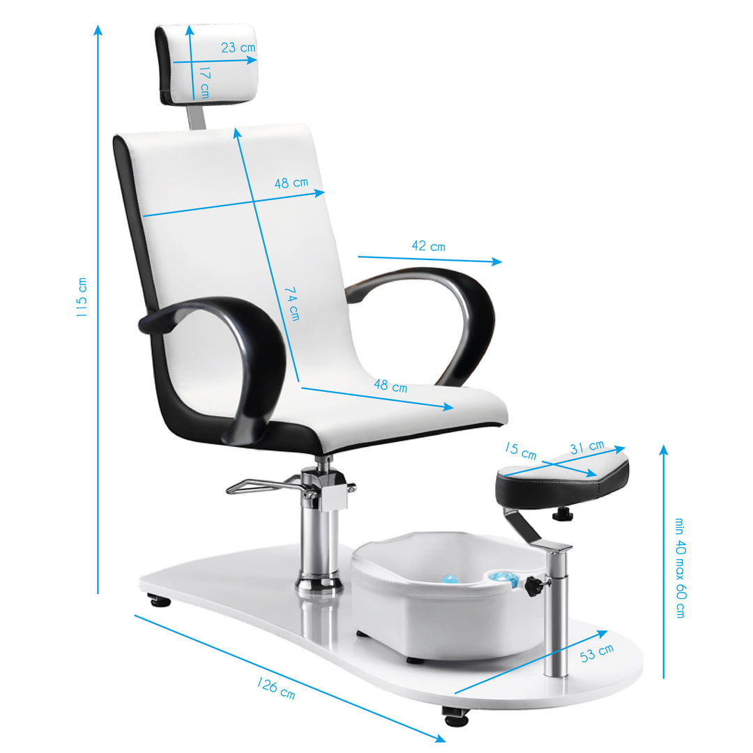 Hydraulisk Pedikyrstol Spa med Massage - Vit/Svart - bild 5