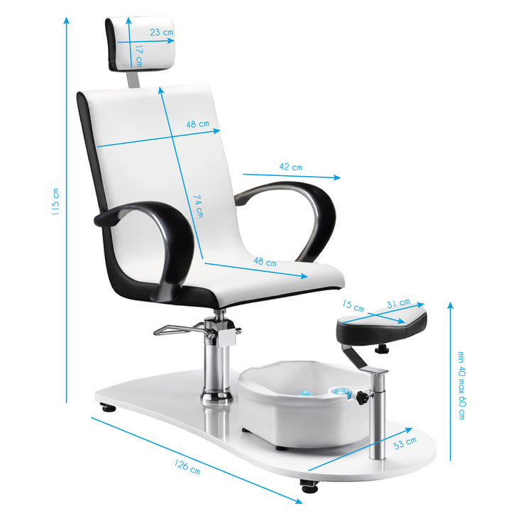 Hydraulisk Pedikyrstol Spa med Massage - Vit/Svart - bild 5