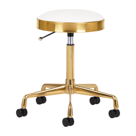 Justerbar taburett H7 i konstläder - Guld/Vit
