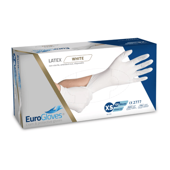 EuroGloves Latexhandskar Vita - 100 st