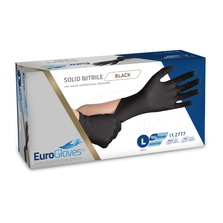 EuroGloves Solid Svarta Nitrilhandskar - 100 st