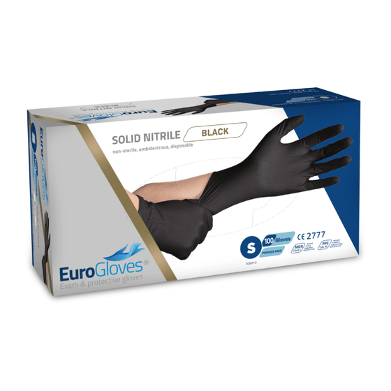 EuroGloves Solid Svarta Nitrilhandskar - 100 st